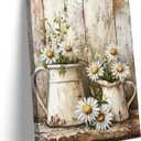 White Daisy Canvas Wall Art Vintage Wall Decor Pictures Country Farmhouse Poster Print Oil painting style Painting Artwork for bedroom home Bathroom decoration 16x24in