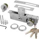 Storefront Door Mortise Lock Deadbolt Aluminum storefront Mortise Door Lock Hook Deadbolt Double Cylinder - Storefront Entry Door Lock Set (1-1/8" Backset)