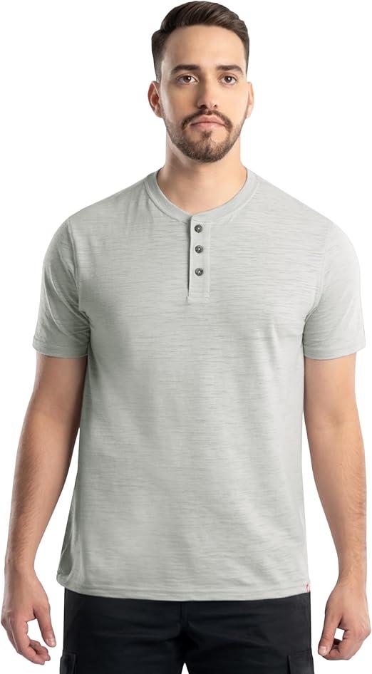 Wrangler Men's Short Sleeve Recycled Slub Jersey Workwear Henley T-Shirt size M