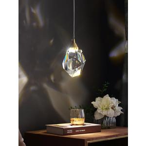 1-Light Gold Pendant Light Fixtures,Mini Crystal Chandelier for Entyway Bedroom Dimmable Pendant Light Kitchen Island 5W