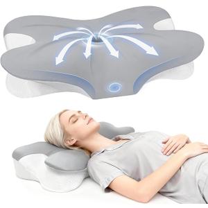 BNXIANG Cervical Neck Pillow for Pain Relief, Ergonomic Contour Memory Foam Pillow with Breathable Pillowcase, Neck Support Pillow for Side, Back, Stomach Sleepers