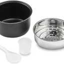 Hemoton 3L Rice Cooker Liner Cooking Inner Pot Replace with Attachments, Nonstick Rice Cooker Inner Pot Aluminum Pressure Cooker Rice Cooker Electric Cooker Accessory(Silver, 8.25" x 3.14")