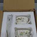 Lyellfe Set of 2 Tea Cup and Saucers, 6 Oz Floral Tea Cups with Spoon Gold Trim, Porcelain Bone China British Coffee Cappuccino Espresso Latte Mugs for Party Birthday Wedding Gifts