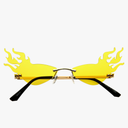 zeroUV Flaming Fire Color Tinted Lens Oval Rimless Flames Sunglasses
