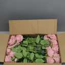 LFF Pink Roses Artificial Flowers, 50Pcs Premium Velvet Fake Roses with Stems, Realistic Faux Roses for Wedding Bouquet, Centerpieces, Home & Party Decoration