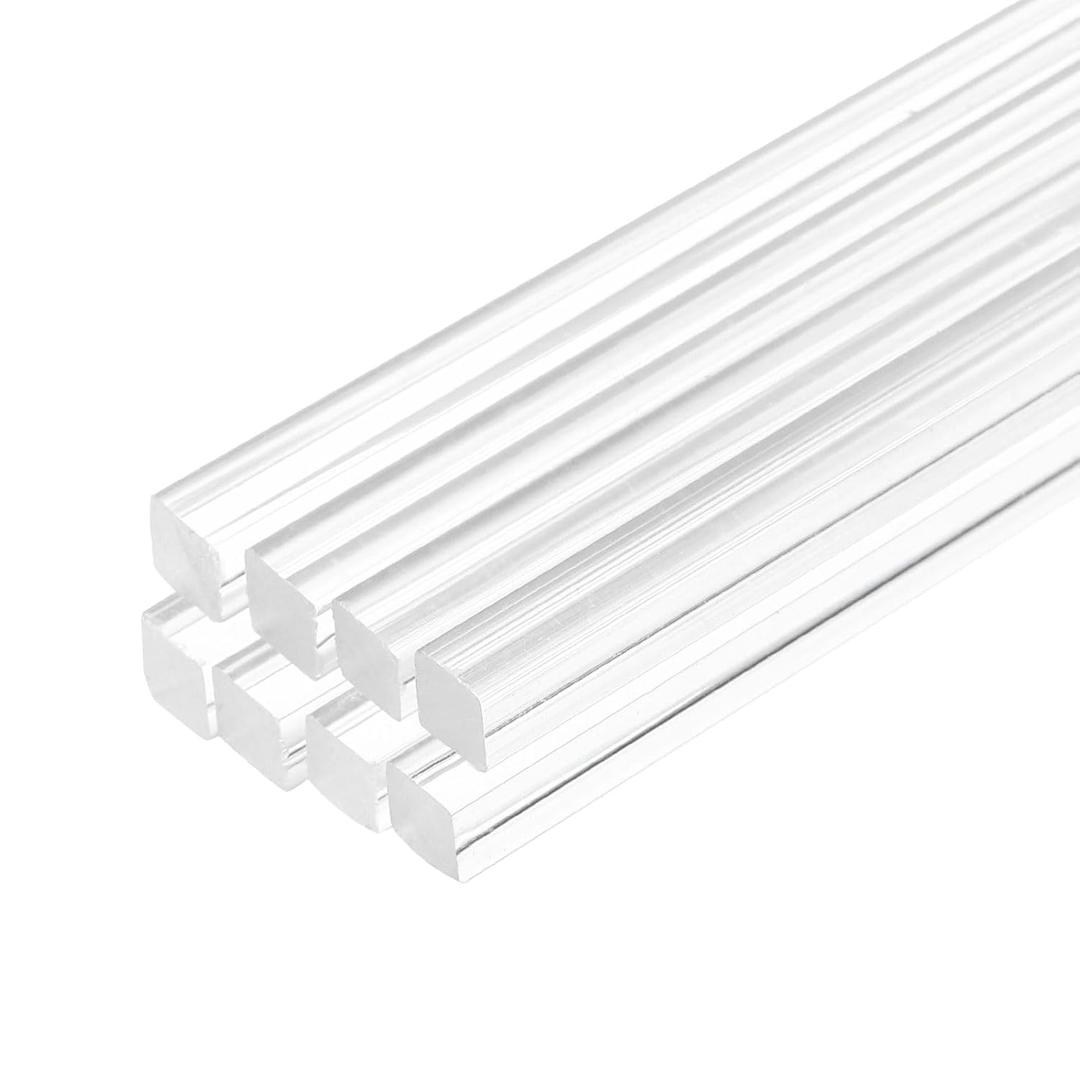 MECCANIXITY 8pcs Acrylic Square Rods 1/2" x 12" Clear Acrylic Dowel Rods Sticks Acrylic Plastic Sticks Strip for DIY Crafts Lighting Gardening Decorations - 12mm x 300mm