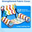 Funscape Pool Floats Chairs Adult, 2 Packs Heavy Duty Inflatable Swimming Pool Lounges, Fabric Floating Hammock Seat, Kid Blow Pool Noodle Lake Raft Floaties, Fun Summer Beach Water Party GameRainbow