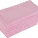 Pink Polyester Linen Blended Thin Dinner Cloth Napkins - Set of 12 (40 x 40 cm) - for Wedding Parties Events & Home Use (Pink)