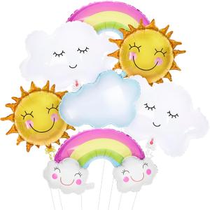 KatchOn, Rainbow 31-inch Balloon Set - Pack of 7, Includes Sun & Cloud Mylar Balloons for Canticos Birthday Decorations