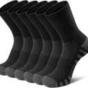 Airacker Athletic Socks Sport Running Calf Socks Performance Cushioned Breathable Crew Socks for Men Women (6 Pairs) (Black) 9-12