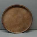 Hanobe Large Round Decorative Tray: 45cm Coffee Table Beaded Tray Vintage Circle Big Wood Trays Decor Rustic Farmhouse Ottoman Centerpiece Serving Home for Counter (17.7", Brown)