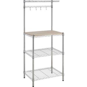 Amazon Basics Kitchen Storage Baker's Rack with Removable Top, Chrome/Beige, 18"D x 24" W x 59"H