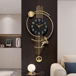 Large Wall Clocks for Living Room,Silent Non Ticking Battery Operated Oversized Modern Wall Clock for Bedroom,Farmhouse,Office,Kitchen Home Wall Decor-14.9x32.2Inch(Golden)
