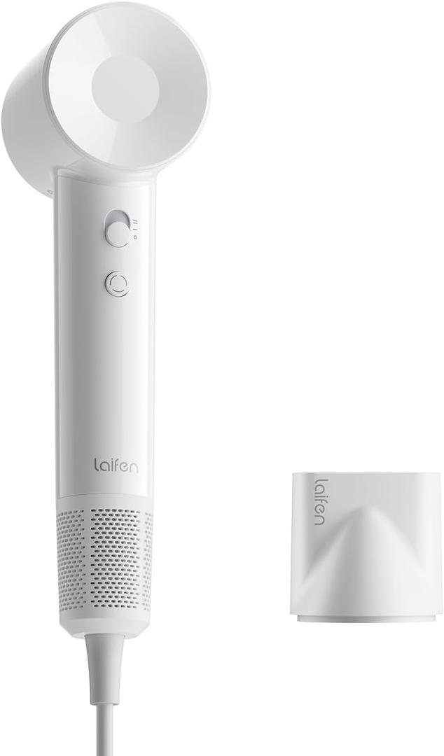 Laifen SE Lite Hair Dryer, Negative Ionic Blow Dryer with 100,000 RPM Brushless Motor for Fast Drying, High-Speed Low Noise Thermo-Control Hairdryer with Lightweight Design for Home/Portable Travel (White)