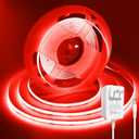 COB Led Strip Lights Red, 16.4FT/5M 12V Cob Led Tape Lights 320Leds/M CRI 93+ Flexible Dimmable Super Bright Lights Strip for Bedroom, Mirror, Cabinet, Kitchen Room Decor(with Adapter)