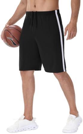 IUKIO Men's Basketball Shorts with Pockets Athletic Running Shorts Workout Training Gym Shorts Size L