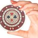 House of Cribbage - 2 Track 60 Points - Round Shape Pocket Size Wooden Travel Cribbage Board - Size 4 Inch (Maple Wood/Bloodwood)