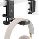 New Foldable Headphone Stand Hanger Holder Aluminum Headset Soundbar Stand Clamp Hook Under Desk Space Save Mount, Universal Fit Gaming Headphones, Black