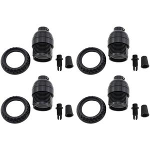 MDXing Set of 8 E26 U.S. Bakelite Half-Thread Heads Plastic Standard Screw Sockets for LED CFL Halogen Incandescent Office and Terrace Bulb Pendant Black