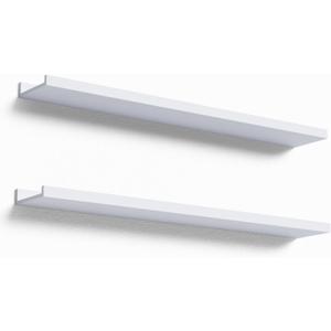 36 Inches Long Floating Shelves Wall Mounted,2 Set Modern White Shelf for Bedroom, Nursery Book with Lip, Picture Ledge Decor Living Room Bathroom Kitchen-White,35.4 In