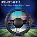PU Leather Steering Wheel Cover 14.5-15 Inch, Carbon Fiber Style Grip, Non-Slip & Breathable, Universal for Sedan SUV Truck Van, Car Steering Wheel Cover for Men Women Dark Blue