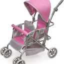 Badger Basket Double Doll Stroller - Pram for Baby Doll with Adjustable Seats & Storage Basket - Fits Doll Up to 20 Inches - Best for Toddler and Kid Pretend Play Ages 3 and Up - Pink/Grey
