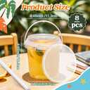Clear Plastic Cups with Lid and Straw, Reusable Drink Bucket with Handle for Iced Coffee, Smoothie, Ice Cream - Sturdy Food Safe Party Cups for Pool, Beach, Birthday Parties (8, 32 oz)