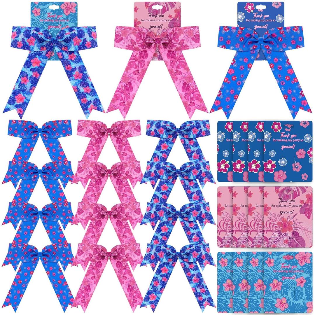 Sureio 15 Set Bohemia Hawaiian Hair Bows Clips 7 Inch Pink and Blue Cartoon Hawaiian Party Favors Hibiscus Hair Clips for Girls Goodie Bag Stuffers Summer Birthday Tropical Hawaii Party Decorations