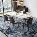 Rugflix 10x14 Area Rugs for Living Room, Washable Large Rug Stain-Resistant Low Pile, Modern Dark Carpet for Dining Room Home Office Kid Room Nursery Bedroom, Navy Blue/Black