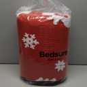 Bedsure Fluffy Christmas Comforter Set Queen - Red Bedding with Running Reindeer, Warm Flannel Fleece Bed Sets for Winter, 3 Pieces, 1 Soft Plush Shaggy Comforter with 2 Pillowcases