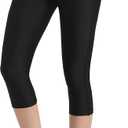 Ubestyle UPF 50+ High Waist Swim Leggings for Women Swim Capris Swim Pant Swim Tights Beach Pants Sun Protective (Medium, Black)