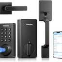 Philips Wi-Fi Smart Door Lock with Handle Set, Keypad Deadbolt for Front Door, Fingerprint Keyless Entry Door Lock with App Remote Control, IP53 Waterproof, Auto Lock, Security Easy Installation