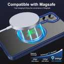 Compatible with Samsung Galaxy S25 Case 360 Invisible Ring Stand Magnetic Case [Compatible with Magsafe][Military Drop Protection] Anti-Fingerprint Shockproof Translucent Design for S25Navy Blue