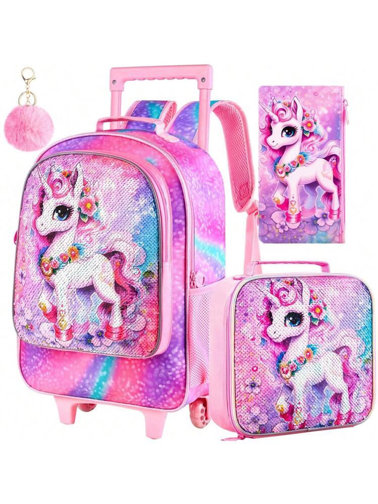 reversible sequin unicorn roller backpack
