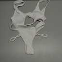 SherryDC Women's Sexy Scoop Neck Padded Cutout Strappy Thong Bikini Set Swimsuit (01 White) S 