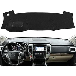 Yiz Dashboard Cover Dash Cover Mat Pad Carpet Custom Fit for Nissan Titan/Titan XD with Sensor (Black) J144