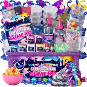 Original Stationery Unicorn Slime Kit for Girls Ages 712, DIY Shimmer Slime Set with Glow-in-The-Dark, Pearlescent, Holographic & Glitter Slimes, Creative Craft, Birthday Gift for Kids