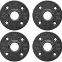 NearMoon Industrial Pipe Floor Flange, Heavy Duty Malleable Iron Pipe Fittings, Black Wall Mounted Vintage DIY Threaded Flange(4 Pack, DN20-3/4 Inch)