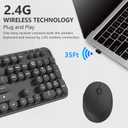 Wireless Keyboard and Mouse Combo, Retro Typewriter Style Keyboard with Round Keycaps, 2.4GHz Dropout-Free Connection Mouse with,Computer PC Desktops Laptop WindowsxP/7/8/10 (Black)