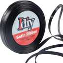 2 x Black Satin Ribbon 1/4" x 50 Yards - Single-Faced No-Wire Ribbon for Mothers Day Decorations, Spring Garland, Gift Wrapping, Bows, Wedding Party Decor, Crafting Accessories, Baby Showers, Wreaths
