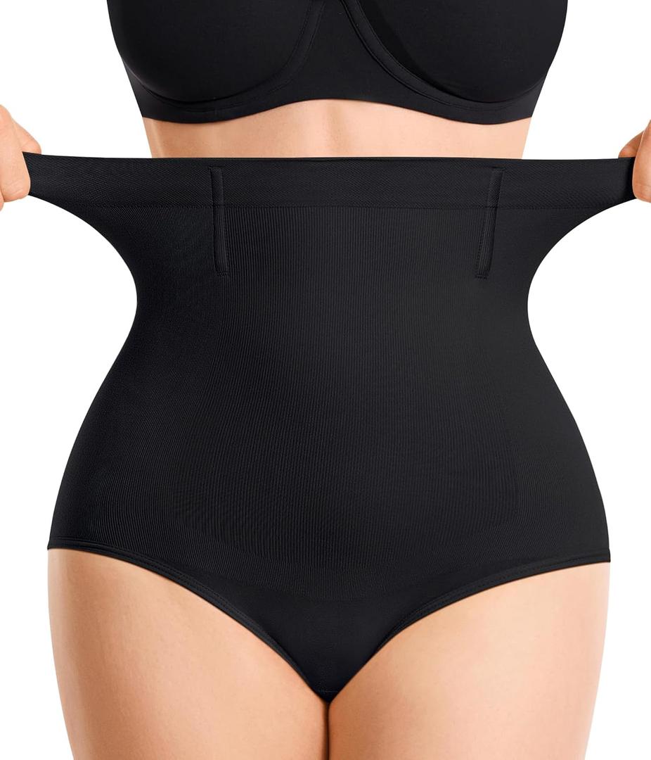 Nebility Women's Shapewear Tummy Control Panties - High Waisted Shaping Brief Butt Lifter Seamless Body Shaper Girdle Everyday Slimming Black (Black)