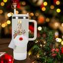 Stanley Cup Accessories Set - Silicone Straw Cover, Boot, Lipstick Holder, Charms for 40oz & 30oz Tumbler. (Santa Claus)