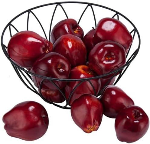 Toopify 16PCS Artificial Red Apples, Red Delicious Faux Apples, Plastic Fruit, Fake Lifelike Simulation Fruit for Home Kitchen Table Basket Decoration, 3.43" x 2.95"