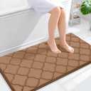 OLANLY Memory Foam Bath Mat Rug 44x24, Ultra Soft and Absorbent Bathroom Rugs, Non-Slip, Comfortable, Machine Washable Bath Carpet for Bathroom Floor, Tub Shower and Home Decor Accessories, Dark Beige