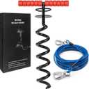 Heavy Duty 30FT Dog Tie Out Cable and Stake for Large Dogs, Dog Tie Out Stake and Cable Anchor for Dogs Up to 200 lbs,for Yard, Beach, Outdoor (Large, Black)