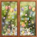 2 x ZAWE 9 Sheets Bunny Lamb Eggs Chick Cross Flowers Rabbit Easter Window Clings Double-Sided Reusable Static Window Decals Stickers for Party Home Classroom Office Decorations