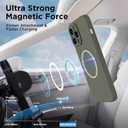 Magnetic for iPhone 14 Pro Max Case, Compatible with MagSafe, [Full Camera Protection][2 Screen Protectors], Suction Cup Phone Mount Silicone Shockproof Protective Phone Case 6.7", Olive Green