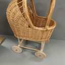 Wicker Carriage,Woven Rattan Stroller Shaped Flower Basket,Natural Willow BranchesUsed for Welcoming Infants, Wedding Parties, Home Decor, Floral Decoration