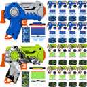 Seenelling 16 Set Tactical Party Supplies Gun Themed Party Favors Kit Included Toy Guns, Wrist Belt Band, Foam Bullets, Safety Glasses, Face Mask Birthday Gift (Blue,Green)