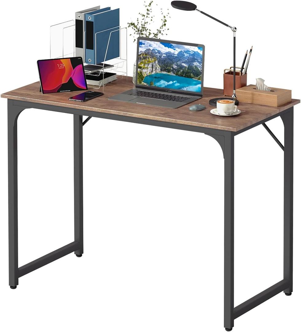 BestOffice Computer Desk,Home Office Desk, Modern Simple Style for Home Office Study Writing (Brown, 39 inch)